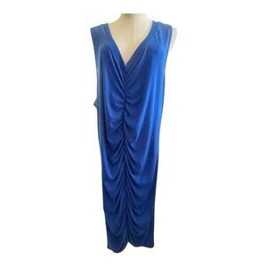Torrid Plus Size  Cobalt Blue Rouched Midi Dress Size 4X NWT